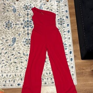 Elegant Red One-Shoulder Jumpsuit